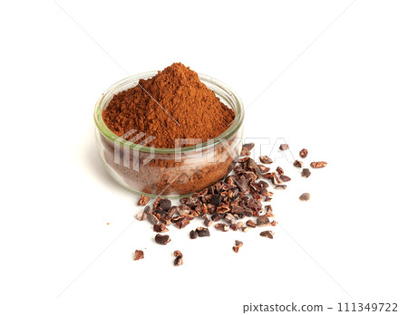 Cocoa Powder Isolated, Cacao Dust Pile, Dry Ground Cocoa Beans, Cocao Powder Pile for Chocolate 111349722