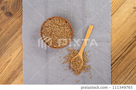 Coriander Seeds in Bowl, Organic Cilantro Grains, Chinese Parsley Seed Group, Dry Spices, Seasonings Coriander Seeds in Bowl, Organic Cilantro Grains, Chinese Parsley Seed Group, Dry Spices, Seasonings 111349765