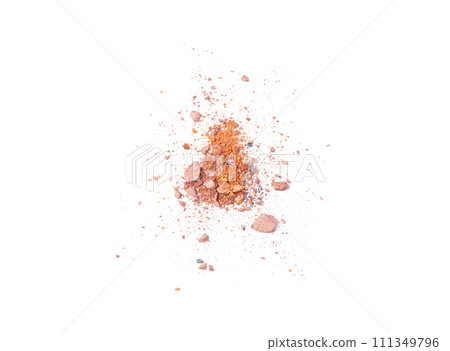 Broken Eye Shadow Isolated, Smashed Makeup Palette, Crushed Natural Glitter Pigment Texture Broken Eye Shadow Isolated, Smashed Makeup Palette, Crushed Natural Glitter Pigment Texture 111349796