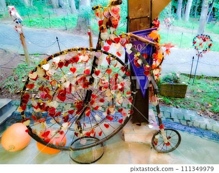 Cute bicycle decorated with hearts Cute bicycle decorated with hearts 111349979