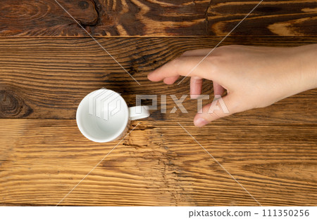 Hand Grabs Cup, Hands Reaching Empty Cup, Coffee Mug, Teacup, Hot Beverage Mockup, Cup in Arms 111350256