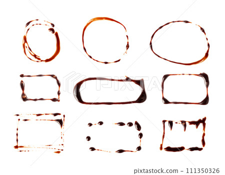 Chocolate Sauce Smear Isolated, Choco Sauce Drop, Cream Line, Melt Chocolate Drizzle Chocolate Sauce Smear Isolated, Choco Sauce Drop, Cream Line, Melt Chocolate Drizzle 111350326