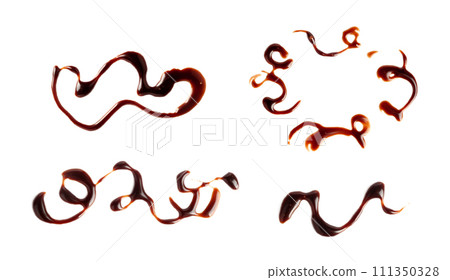 Chocolate Sauce Smear Isolated, Choco Sauce Drop, Cream Line, Melt Chocolate Drizzle 111350328