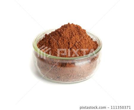 Cocoa Powder Isolated, Cacao Dust Pile, Dry Ground Cocoa Beans, Cocao Powder Pile for Chocolate 111350371