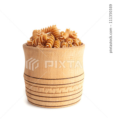 Raw Brown Pasta, Wholegrain Fusilli, Dry Whole Grain Noodle, Raw Spelt Macaroni, Healthy Italy Food 111350389