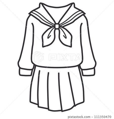 A simply deformed hand-drawn line drawing of a sailor suit A simply deformed hand-drawn line drawing of a sailor suit 111350470