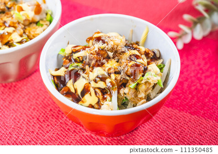 Oatmeal okonomiyaki with bean sprouts Oatmeal okonomiyaki with bean sprouts 111350485