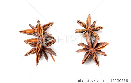 Star Anise Isolated, Illicium Spice, Badiane, Dry Anise Star Anise Isolated, Illicium Spice, Badiane, Dry Anise 111350588