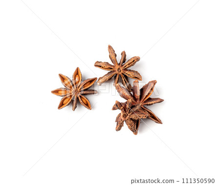 Star Anise Isolated, Illicium Spice, Badiane, Dry Anise Star Anise Isolated, Illicium Spice, Badiane, Dry Anise 111350590