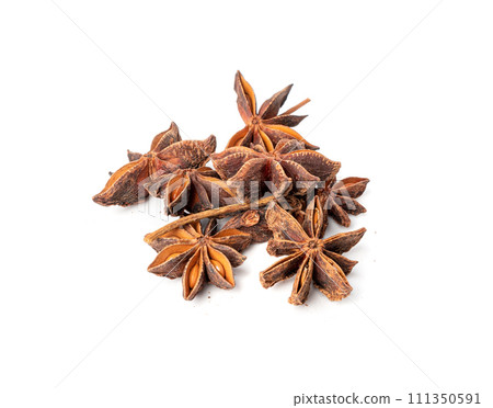 Star Anise Isolated, Illicium Spice, Badiane, Dry Anise Star Anise Isolated, Illicium Spice, Badiane, Dry Anise 111350591