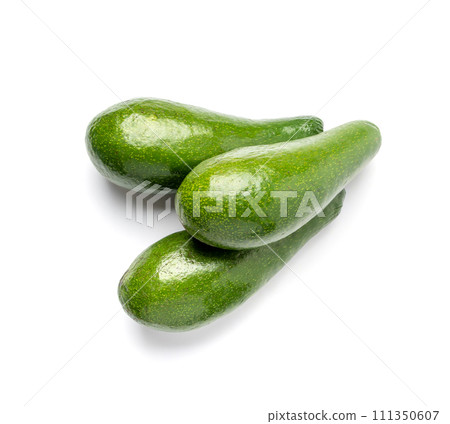 Avocado Isolated, Whole Avokado, Green Avocados Slice, Fresh Alligator Pear, Long Avocado Fruit 111350607