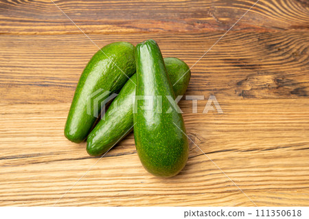 Avocado Isolated, Whole Avokado, Green Avocados Slice, Fresh Alligator Pear, Long Avocado Fruit 111350618