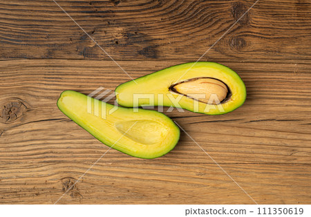 Avocado Isolated, Whole Avokado, Green Avocados Slice, Fresh Alligator Pear, Long Avocado Fruit 111350619