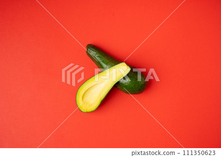 Avocado Isolated, Whole Avokado, Green Avocados Slice, Fresh Alligator Pear, Long Avocado Fruit Avocado Isolated, Whole Avokado, Green Avocados Slice, Fresh Alligator Pear, Long Avocado Fruit 111350623