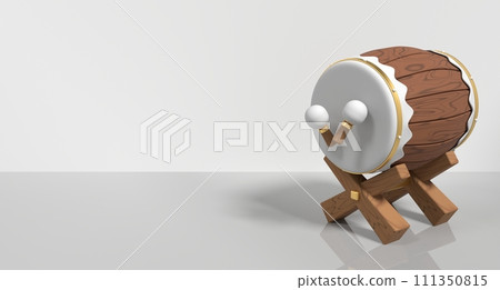 Mosque drum for ramadan. Bedug drum 3d ramadan icon. 3D rendering drum with sticks. Islamic bedug drum cartoon style Mosque drum for ramadan. Bedug drum 3d ramadan icon. 3D rendering drum with sticks. Islamic bedug drum cartoon style 111350815