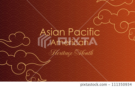 May Asian American and Pacific Islander Heritage Month. Illustration with text, Chinese pattern. Asia Pacific American Heritage Month, Vector 111350934