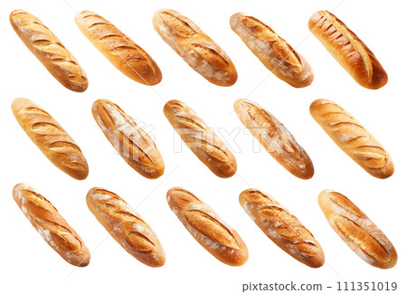 French loaf bread vector set isolated on white background 111351019