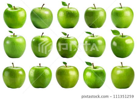 Green apple vector set isolated on white background 111351259