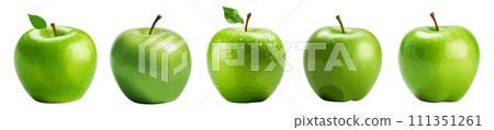 Green apple vector set isolated on white background 111351261
