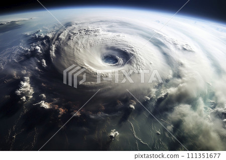 Hurricane, tornado, view from space. Generative AI 111351677