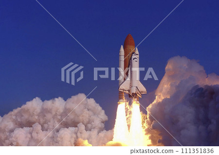 The launch of the shuttle into space. Elements of this image furnished by NASA 111351836