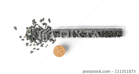 Soil Analysis in Vitro, Gravel Research, Samples of Lunar Soil on Black, Grey Coarse Sand, Granular Stones 111351873