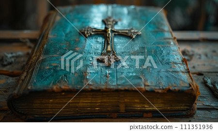 vintage bible and cross 111351936