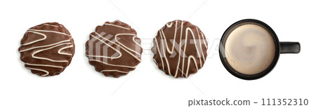Shortbread Biscuit Coated in Milk and Dark Chocolate Shortbread Biscuit Coated in Milk and Dark Chocolate 111352310