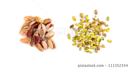 Fried Pistachio Nuts Isolated, Baked Pistachios Pile 111352354