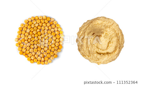 Hummus Smear Isolated, Houmous Dip, Tahini Sauce, Hummus Spread on White Background Hummus Smear Isolated, Houmous Dip, Tahini Sauce, Hummus Spread on White Background 111352364