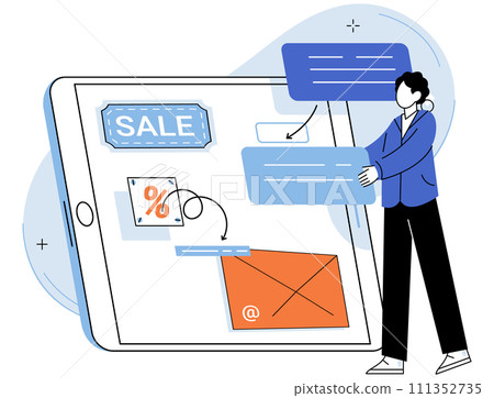 Mobile app marketing vector illustration. Technology advancements have opened new opportunities for app marketing Effective advertisement placement is crucial for capturing attention potential app Mobile app marketing vector illustration. Technology advancements have opened new opportunities for app marketing Effective advertisement placement is crucial for capturing attention potential app 111352735