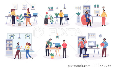 Office rest vector illustration. Taking moments for rest and enjoyment in workplace contributes to overall employee satisfaction The office rest metaphor emphasizes importance finding tranquility 111352736
