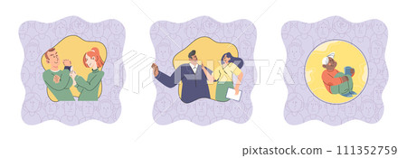 Social relationship vector illustration. Multiethnic communities embrace diversity and promote inclusivity Companionship and togetherness bring joy and support to our lives Trust forms foundation Social relationship vector illustration. Multiethnic communities embrace diversity and promote inclusivity Companionship and togetherness bring joy and support to our lives Trust forms foundation 111352759