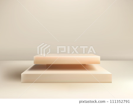 Light orange square podium, realistic scene on abstract background Light orange square podium, realistic scene on abstract background 111352791
