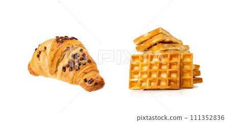 Sweet braided puff pastry isolated or pate feuilletee 111352836
