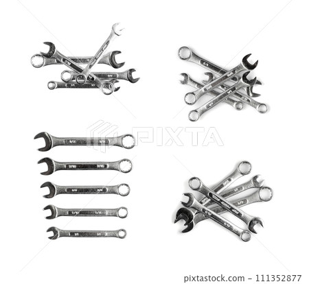 Wrenches of different sizes isolated on white background Wrenches of different sizes isolated on white background 111352877