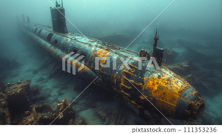 Advanced Submarine Military Technology in Deep Blue Sea - Underwater Surveillance and Defense, Generative Ai 111353236