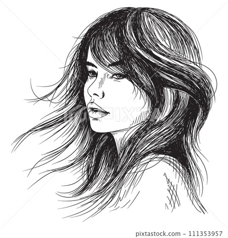 Black and white female portrait 111353957