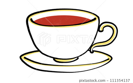 Straight tea, gold-rimmed cup and saucer 111354137