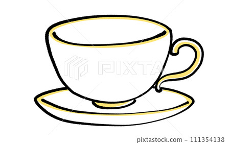 gold-rimmed cup and saucer 111354138
