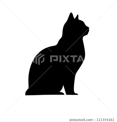 Silhouette of a cat sitting sideways 111354161