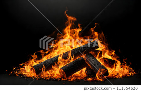 Warm bonfire burning in the night 111354620