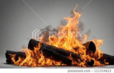 Warm bonfire burning in the night 111354623