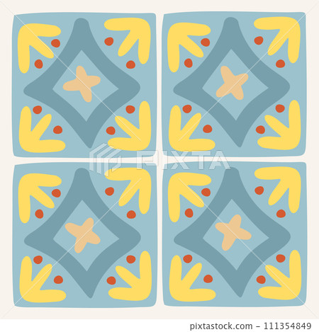 Azulejos. Portuguese ornamental traditional tiles. Vector isolated illustration. 111354849
