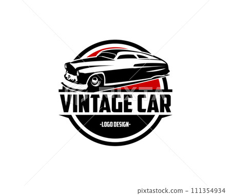 1949 murcury coupe logo isolated on white background seen from the front. vector illustration available in eps 10. 111354934