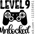 Level 9 Unlocked, Birthday Party, Video Game, Funny Gamer Vector Illustration File 111354951