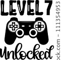 Level 7 Unlocked, Birthday Party, Video Game, Funny Gamer Vector Illustration File 111354953