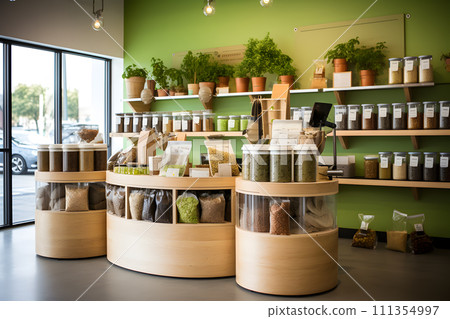 AI-generated content. Sustainable lifestyle concept - zero waste shop AI-generated content. Sustainable lifestyle concept - zero waste shop 111354997