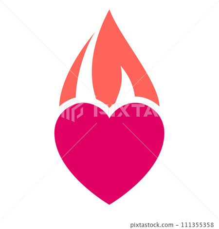 Fire flame icon, hot heart symbol, vector illustration 111355358