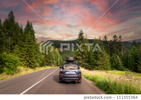 car for traveling with a mountain road car for traveling with a mountain road 111355364